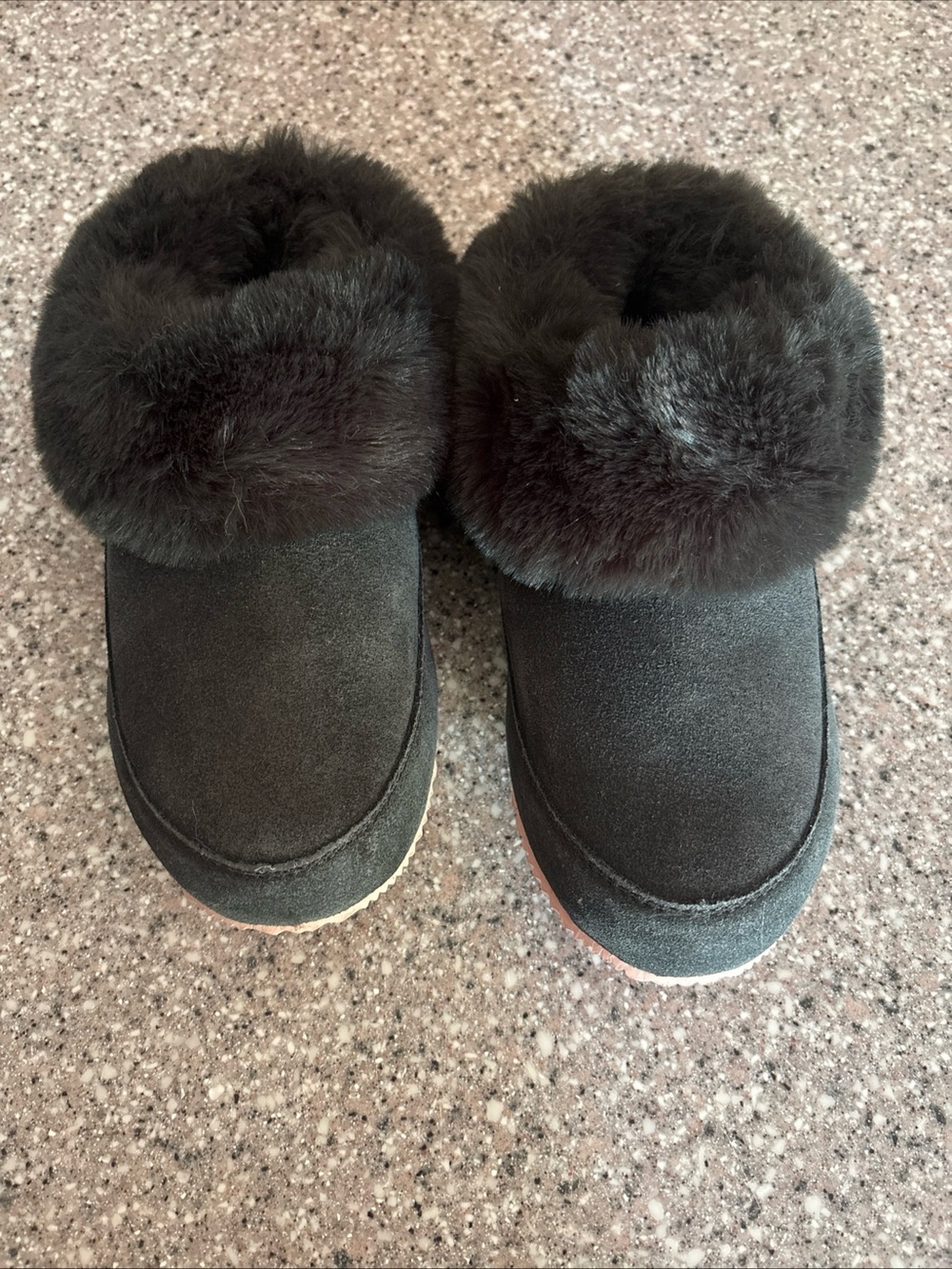 Sorel Slippers Women 7 Go Coffee Run Black Lined Faux Fur Cuff Slip On Shoes